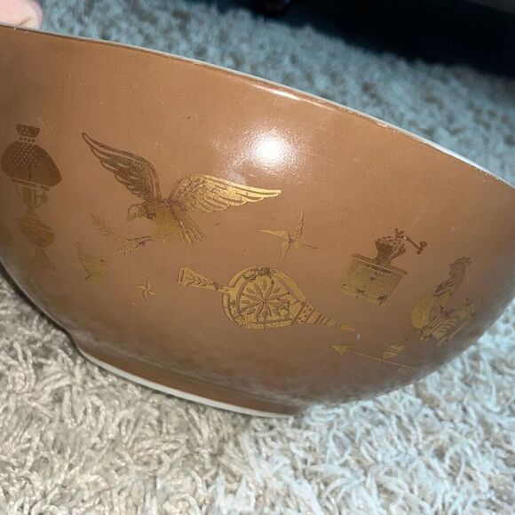 Pyrex Early Americana Cinderella 4 Qt Casserole Mixing Bowl Brown Americana 444 - Picture 9 of 16